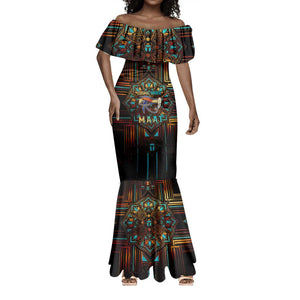 Ma’at Eye of Horus Mermaid Dress Egyptian Feather Celebrating Truth