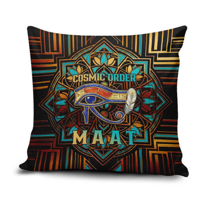 Ma’at Eye of Horus Pillow Cover Egyptian Feather Celebrating Truth