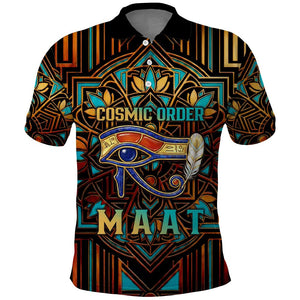 Ma’at Eye of Horus Polo Shirt Egyptian Feather Celebrating Truth