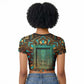 Ma’at Eye of Horus Raglan Cropped T shirt Egyptian Feather Celebrating Truth