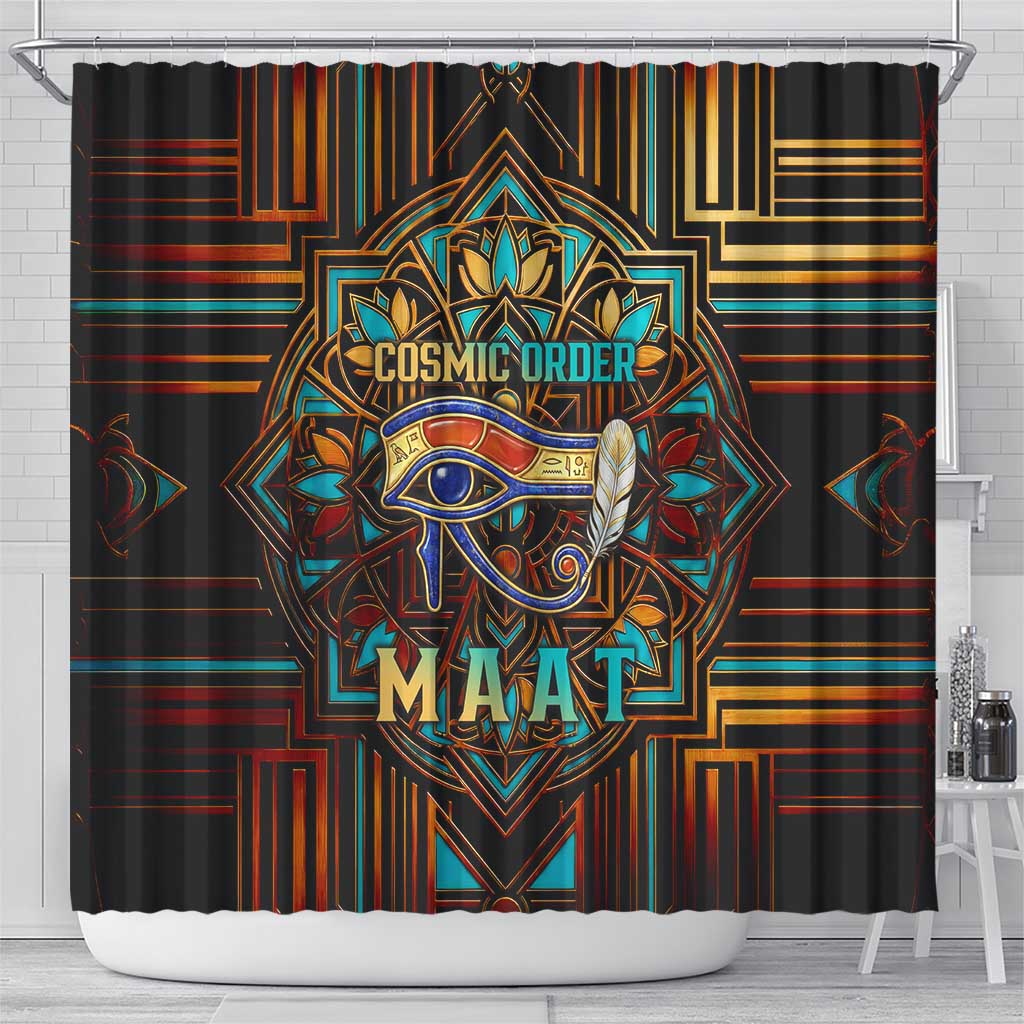 Ma’at Eye of Horus Shower Curtain Egyptian Feather Celebrating Truth