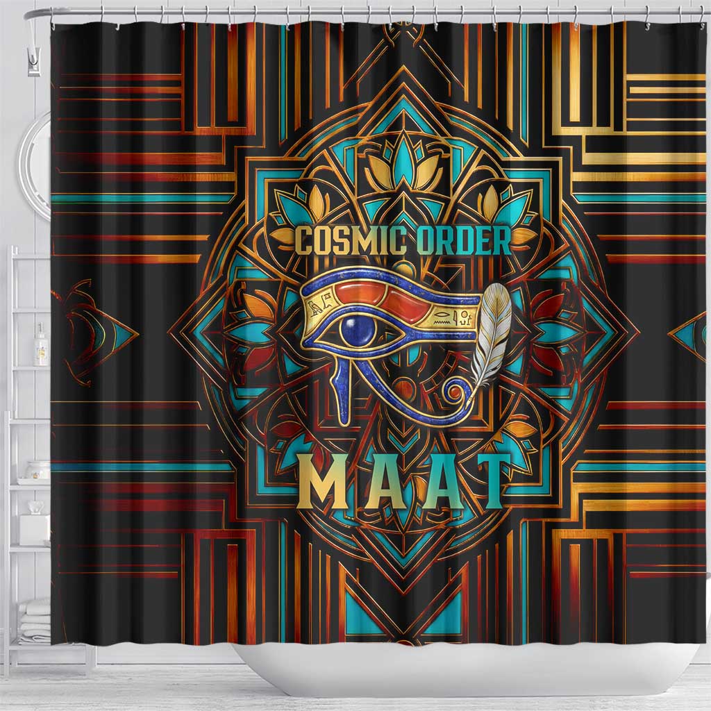 Ma’at Eye of Horus Shower Curtain Egyptian Feather Celebrating Truth