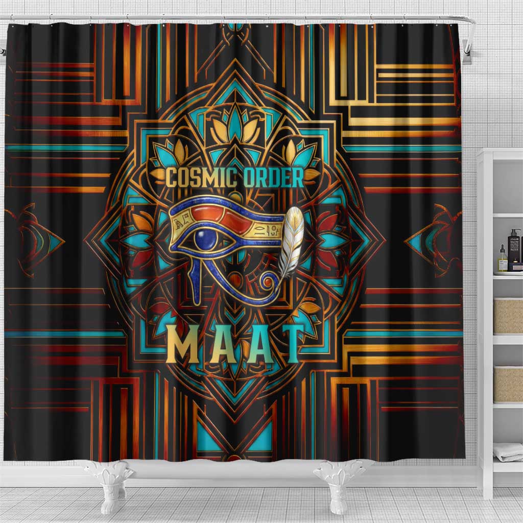 Ma’at Eye of Horus Shower Curtain Egyptian Feather Celebrating Truth
