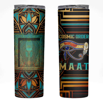 Ma’at Eye of Horus Skinny Tumbler Egyptian Feather Celebrating Truth