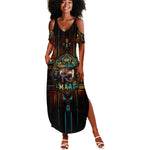 Ma’at Eye of Horus Summer Maxi Dress Egyptian Feather Celebrating Truth