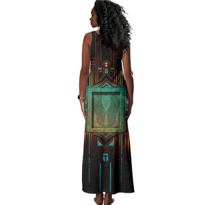 Ma’at Eye of Horus Tank Maxi Dress Egyptian Feather Celebrating Truth
