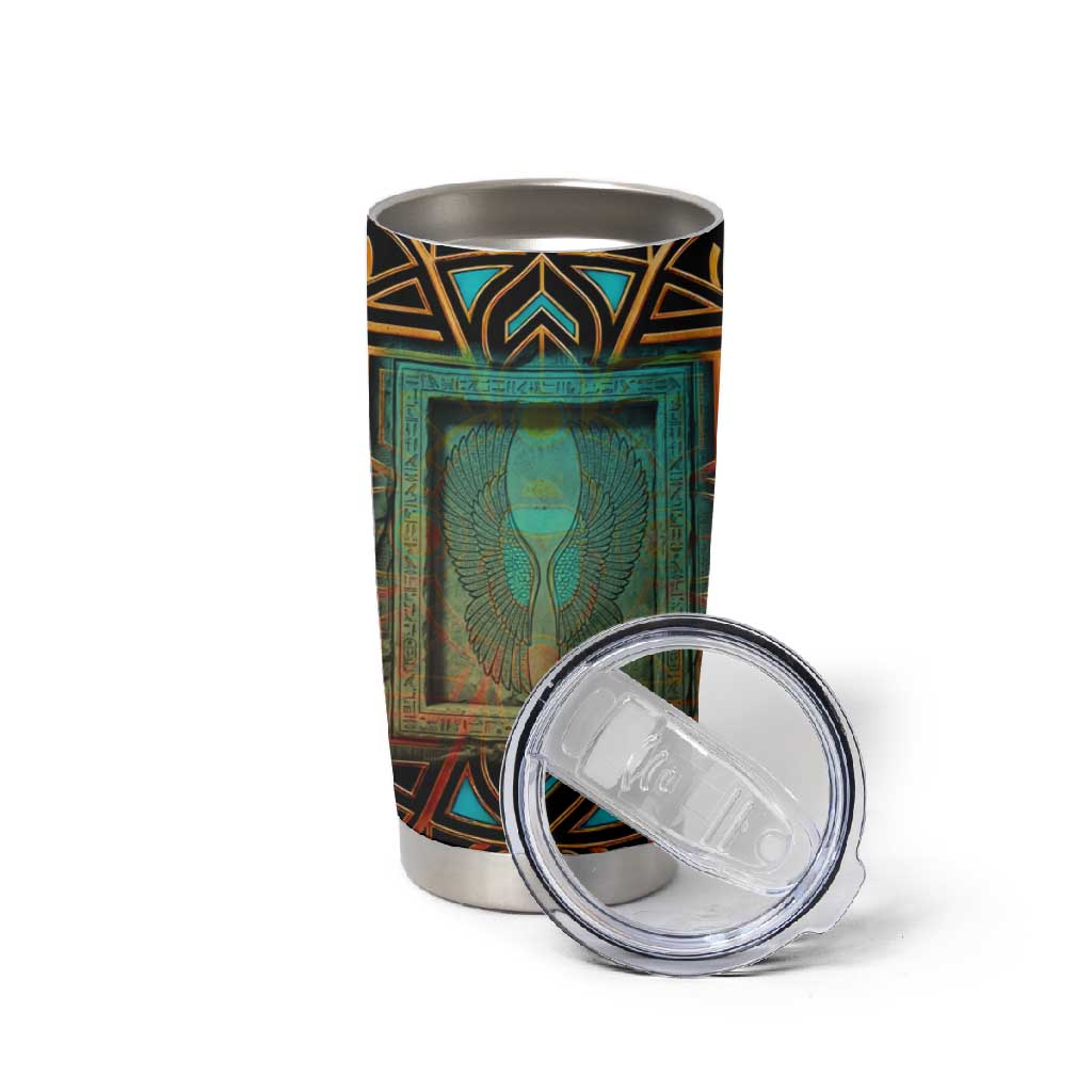 Ma’at Eye of Horus Tumbler Cup Egyptian Feather Celebrating Truth