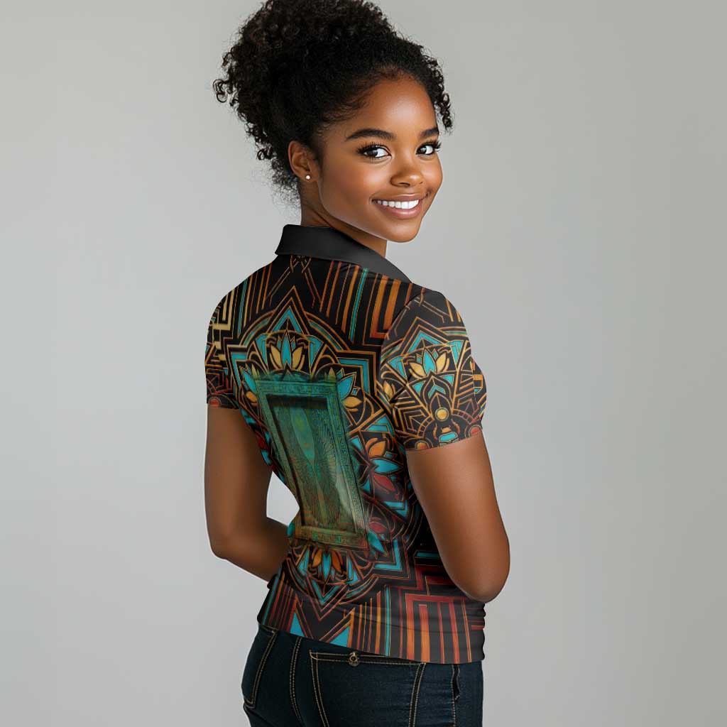 Ma’at Eye of Horus Women Polo Shirt Egyptian Feather Celebrating Truth