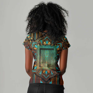 Ma’at Eye of Horus Women V-Neck T-Shirt Egyptian Feather Celebrating Truth