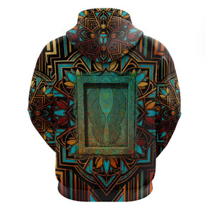 Ma’at Eye of Horus Zip Hoodie Egyptian Feather Celebrating Truth