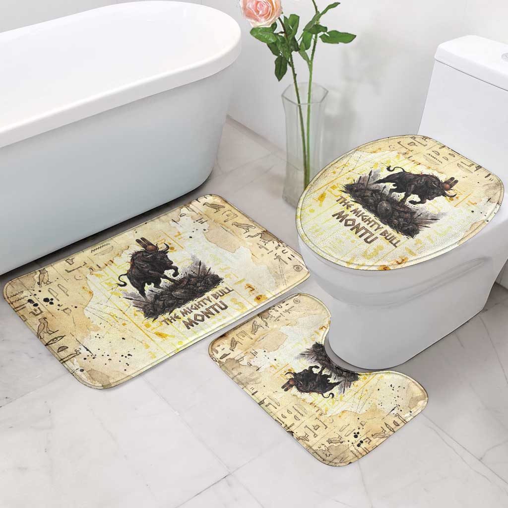Montu Egyptian Bathroom Set War God Mighty Bull Symbol Ancient Power Hieroglyphic