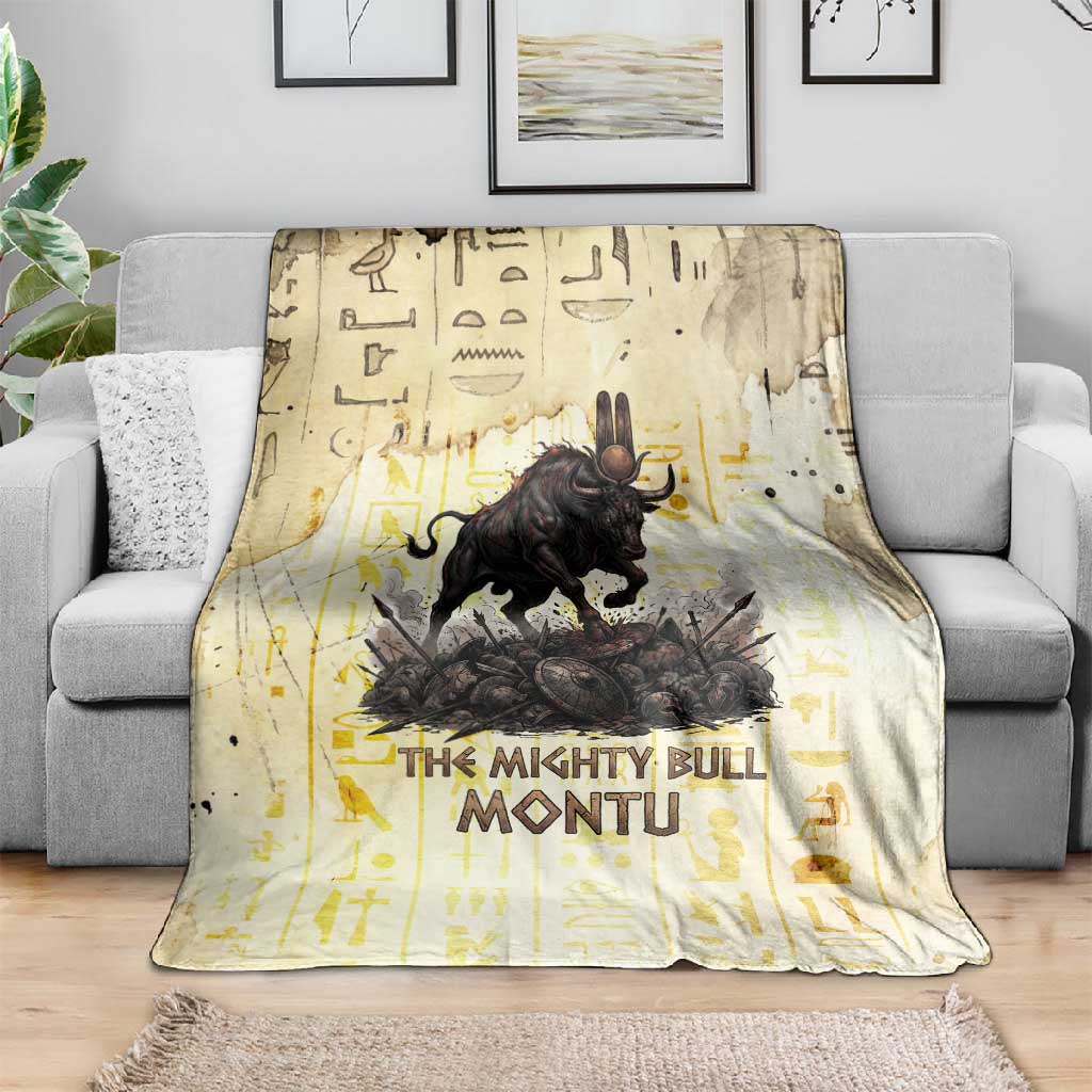 Montu Egyptian Blanket War God Mighty Bull Symbol Ancient Power Hieroglyphic