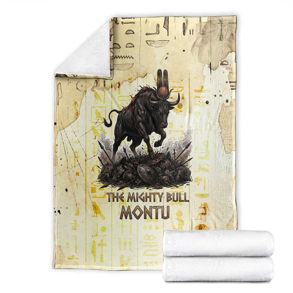 Montu Egyptian Blanket War God Mighty Bull Symbol Ancient Power Hieroglyphic