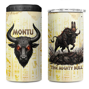 Montu Egyptian 4 in 1 Can Cooler Tumbler War God Mighty Bull Symbol Ancient Power Hieroglyphic