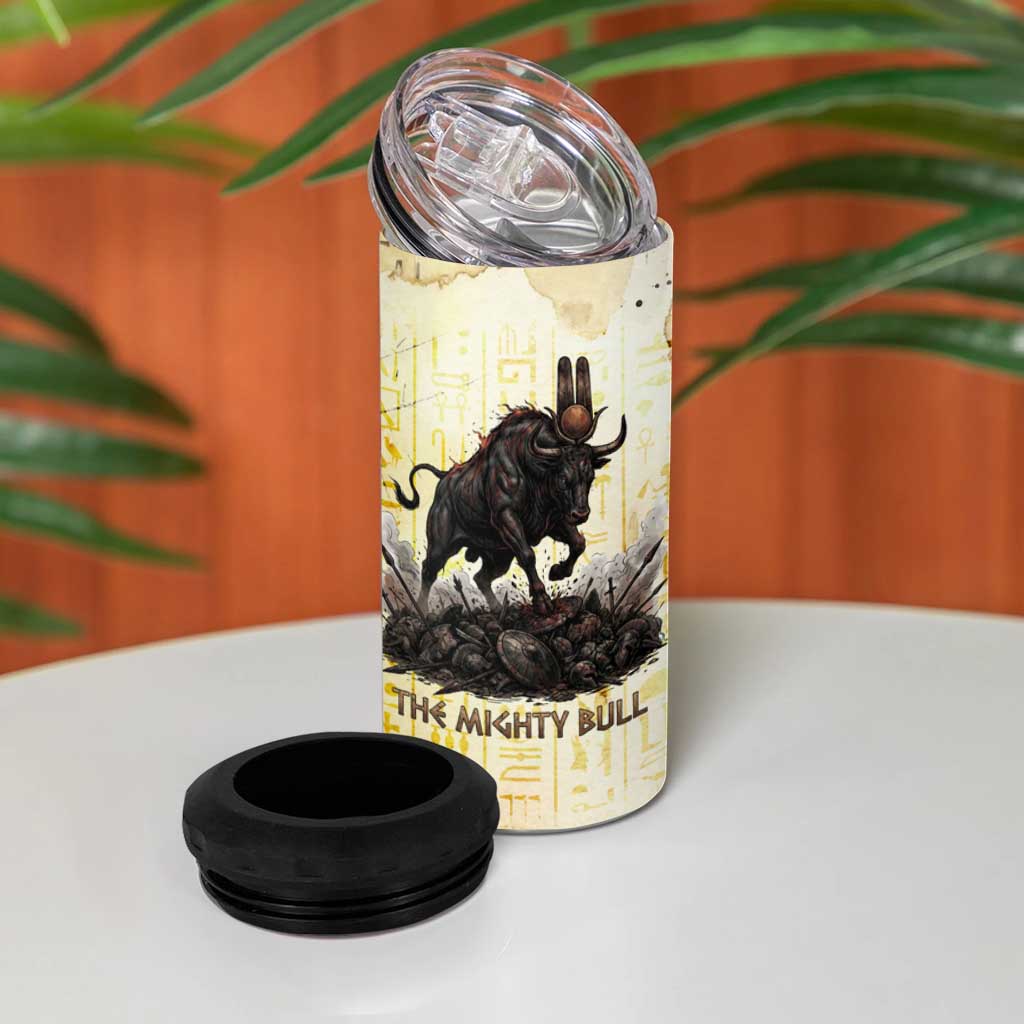 Montu Egyptian 4 in 1 Can Cooler Tumbler War God Mighty Bull Symbol Ancient Power Hieroglyphic
