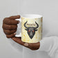 Montu Egyptian Ceramic Mug War God Mighty Bull Symbol Ancient Power Hieroglyphic