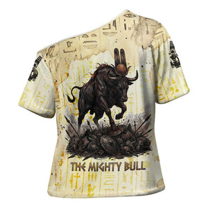 Montu Egyptian Cross Shoulder Shirt War God Mighty Bull Symbol Ancient Power Hieroglyphic