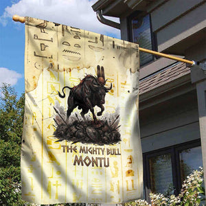 Montu Egyptian Garden Flag War God Mighty Bull Symbol Ancient Power Hieroglyphic