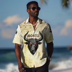 Montu Egyptian Hawaiian Shirt War God Mighty Bull Symbol Ancient Power Hieroglyphic