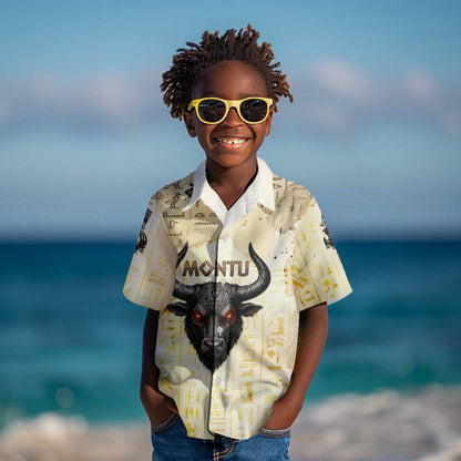 Montu Egyptian Kid Hawaiian Shirt War God Mighty Bull Symbol Ancient Power Hieroglyphic