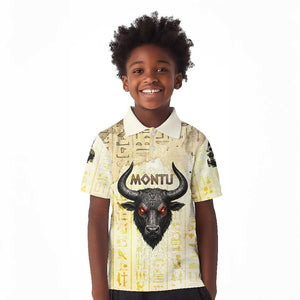 Montu Egyptian Kid Polo Shirt War God Mighty Bull Symbol Ancient Power Hieroglyphic