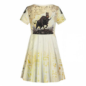 Montu Egyptian Kid Short Sleeve Dress War God Mighty Bull Symbol Ancient Power Hieroglyphic
