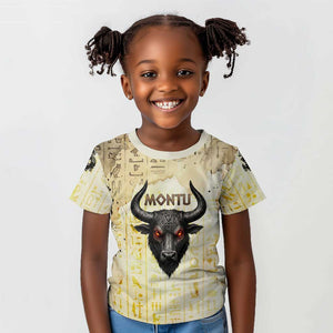 Montu Egyptian Kid T shirt War God Mighty Bull Symbol Ancient Power Hieroglyphic