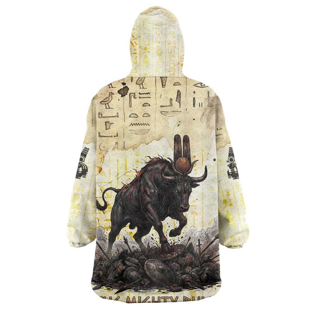 Montu Egyptian Kid Wearable Blanket Hoodie War God Mighty Bull Symbol Ancient Power Hieroglyphic