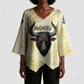Montu Egyptian Kimono Sleeve Blouse War God Mighty Bull Symbol Ancient Power Hieroglyphic