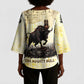 Montu Egyptian Kimono Sleeve Blouse War God Mighty Bull Symbol Ancient Power Hieroglyphic
