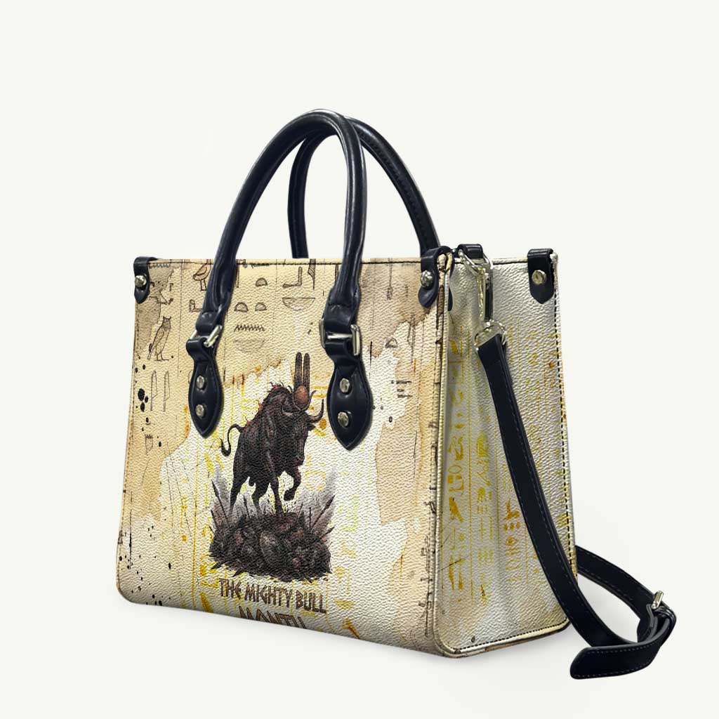 Montu Egyptian Leather Bag War God Mighty Bull Symbol Ancient Power Hieroglyphic