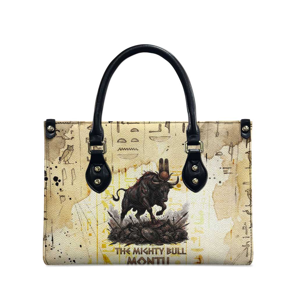 Montu Egyptian Leather Bag War God Mighty Bull Symbol Ancient Power Hieroglyphic