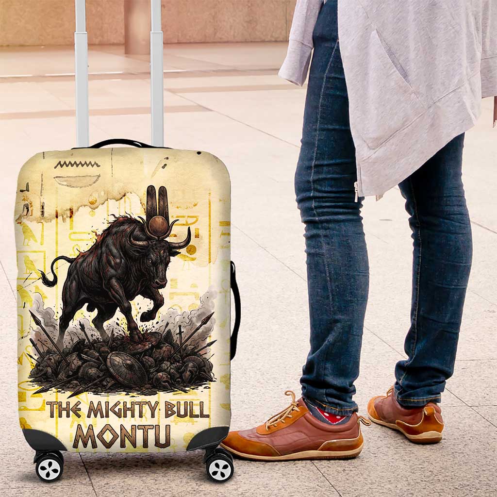 Montu Egyptian Luggage Cover War God Mighty Bull Symbol Ancient Power Hieroglyphic