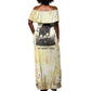 Montu Egyptian Off Shoulder Maxi Dress War God Mighty Bull Symbol Ancient Power Hieroglyphic