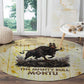 Montu Egyptian Round Carpet War God Mighty Bull Symbol Ancient Power Hieroglyphic