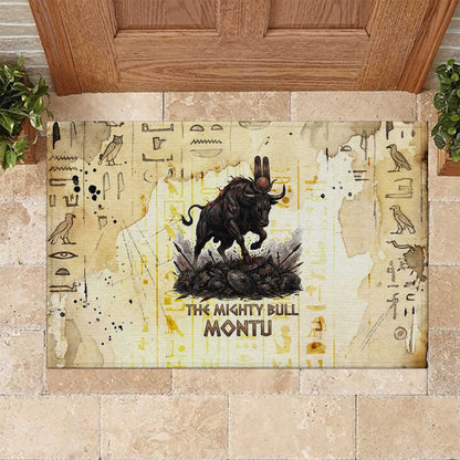 Montu Egyptian Rubber Doormat War God Mighty Bull Symbol Ancient Power Hieroglyphic