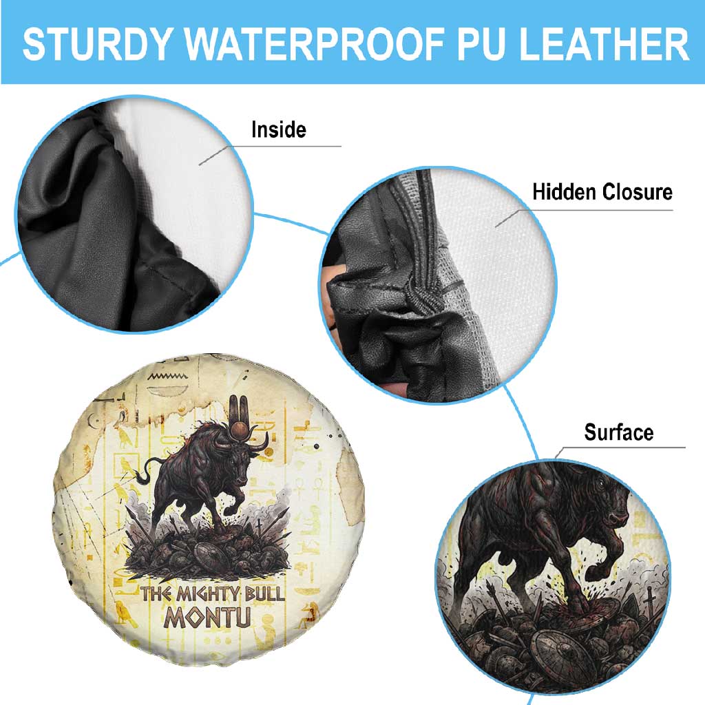 Montu Egyptian Spare Tire Cover War God Mighty Bull Symbol Ancient Power Hieroglyphic