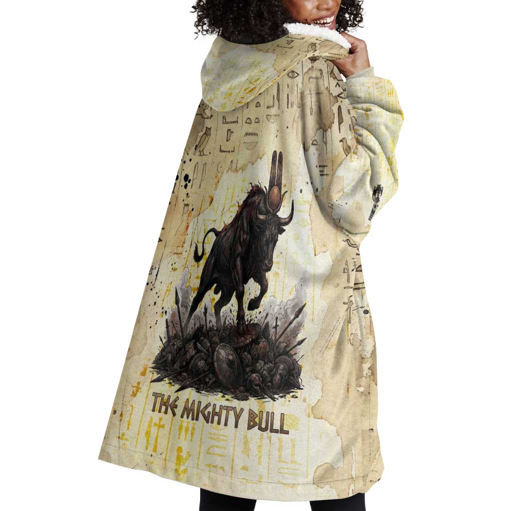 Montu Egyptian Wearable Blanket Hoodie War God Mighty Bull Symbol Ancient Power Hieroglyphic