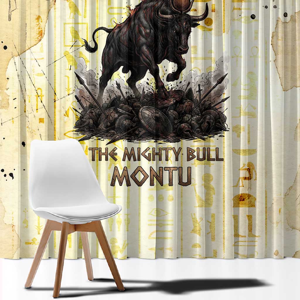Montu Egyptian Window Curtain War God Mighty Bull Symbol Ancient Power Hieroglyphic