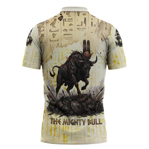 Montu Egyptian Zipper Polo Shirt War God Mighty Bull Symbol Ancient Power Hieroglyphic