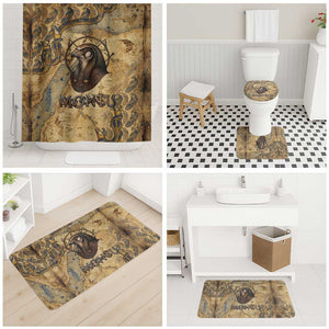 Montu Bathroom Set Falcon Head War God Ancient Egyptian Map Feathers and Sun Disk