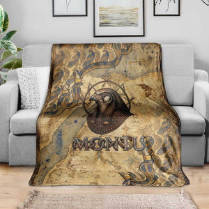Montu Blanket Falcon Head War God Ancient Egyptian Map Feathers and Sun Disk