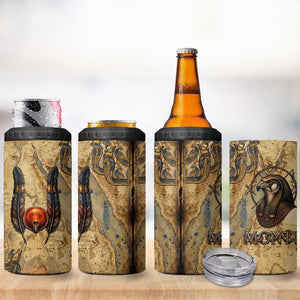 Montu 4 in 1 Can Cooler Tumbler Falcon Head War God Ancient Egyptian Map Feathers and Sun Disk