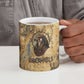 Montu Ceramic Mug Falcon Head War God Ancient Egyptian Map Feathers and Sun Disk