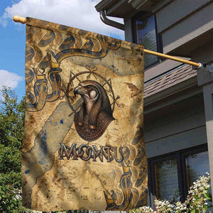 Montu Garden Flag Falcon Head War God Ancient Egyptian Map Feathers and Sun Disk