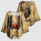 Montu Kimono Sleeve Blouse Falcon Head War God Ancient Egyptian Map Feathers and Sun Disk