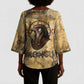 Montu Kimono Sleeve Blouse Falcon Head War God Ancient Egyptian Map Feathers and Sun Disk