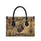Montu Leather Bag Falcon Head War God Ancient Egyptian Map Feathers and Sun Disk