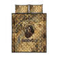 Montu Quilt Bed Set Falcon Head War God Ancient Egyptian Map Feathers and Sun Disk
