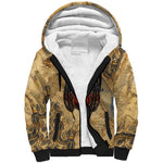 Montu Sherpa Hoodie Falcon Head War God Ancient Egyptian Map Feathers and Sun Disk